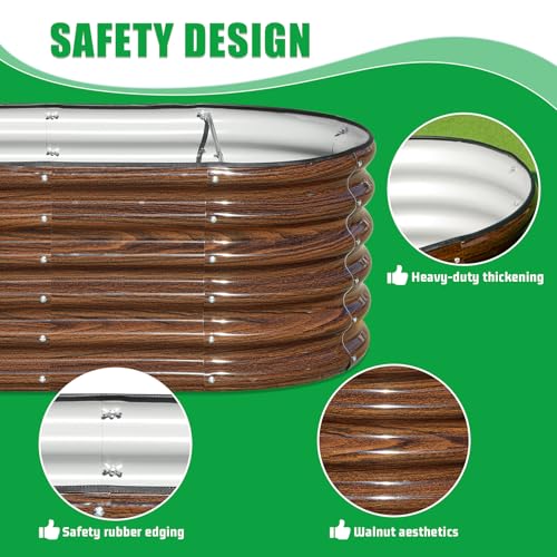 3 Pcs 4x2x1.5ft Galvanized Metal Raised Garden Bed J63986