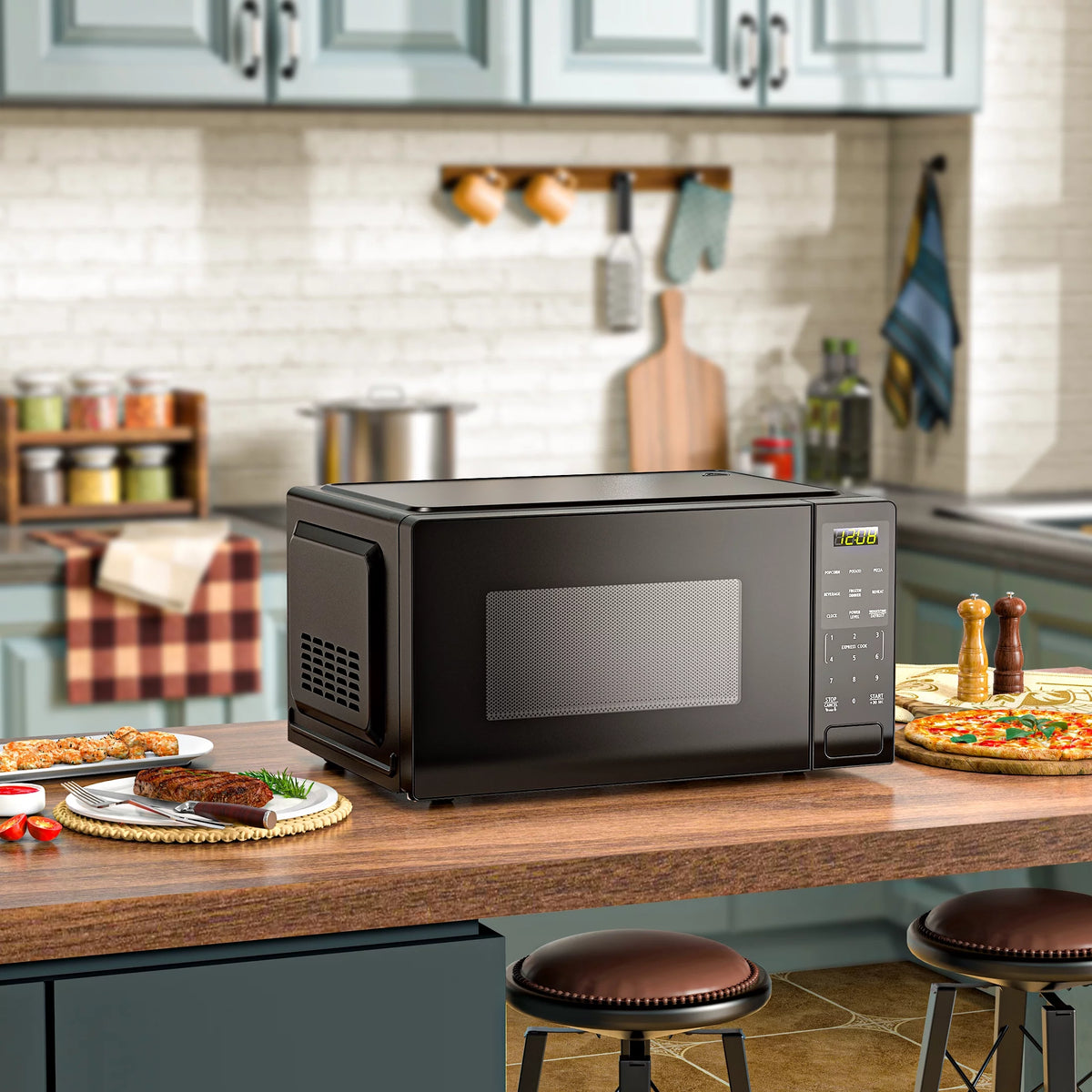 1.1 Cu ft Countertop Microwave Oven, 1000 Watts, Black V14874