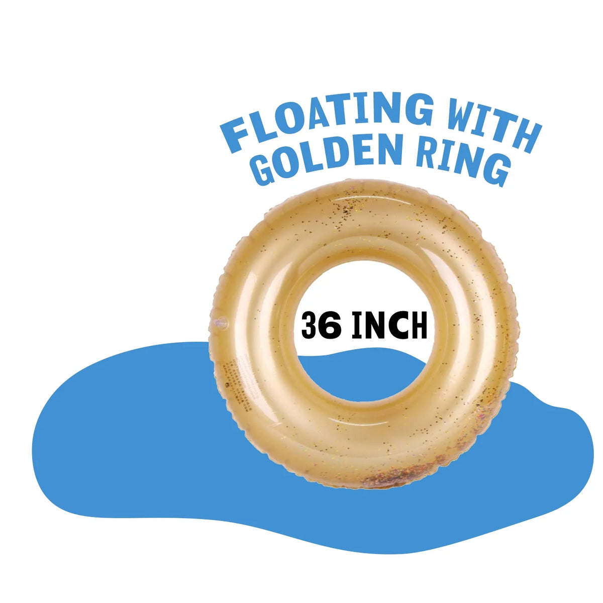 48 Inches Gold Inflatable Tube Swim Ring Pool Float O56234