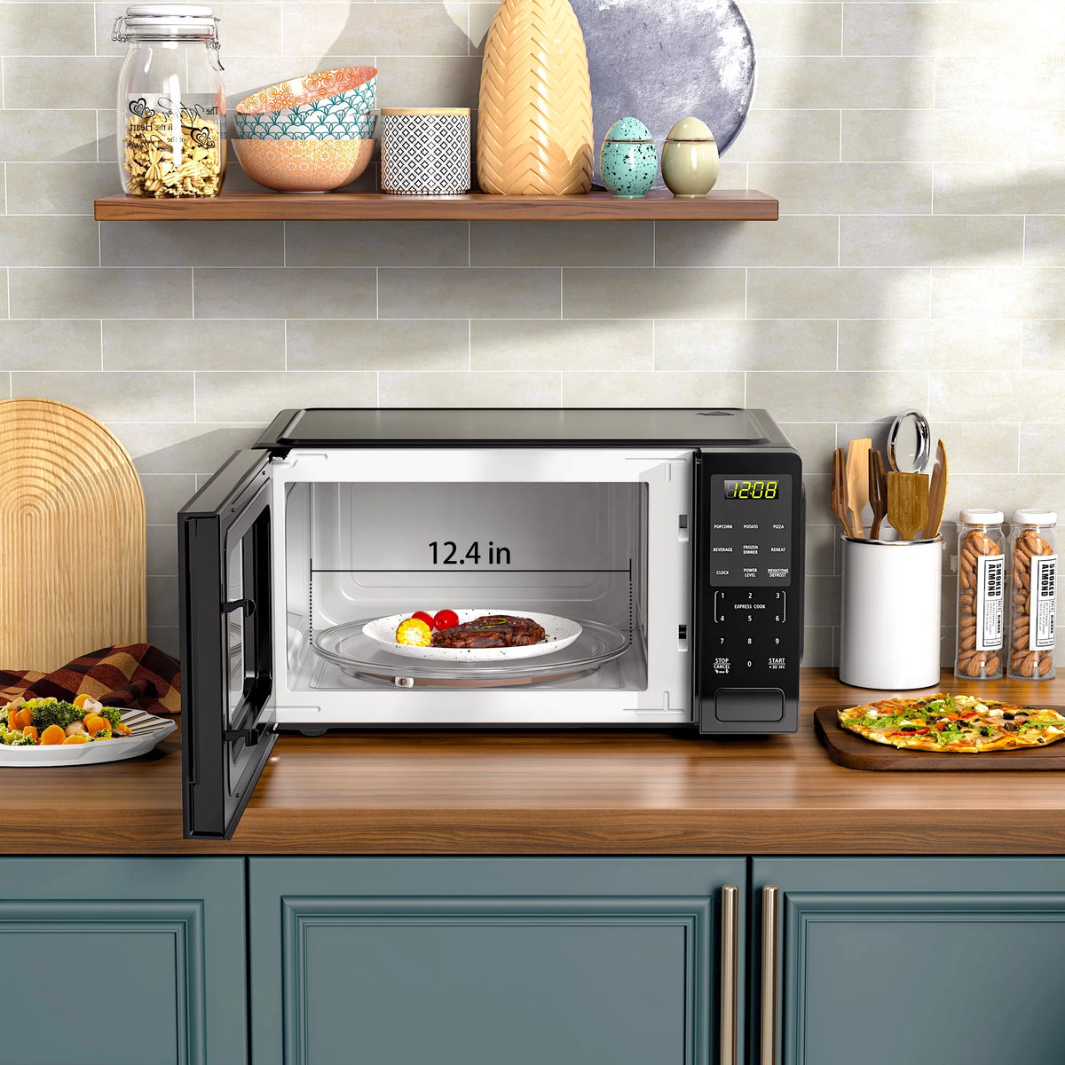 1.1 Cu ft Countertop Microwave Oven, 1000 Watts, Black V14874