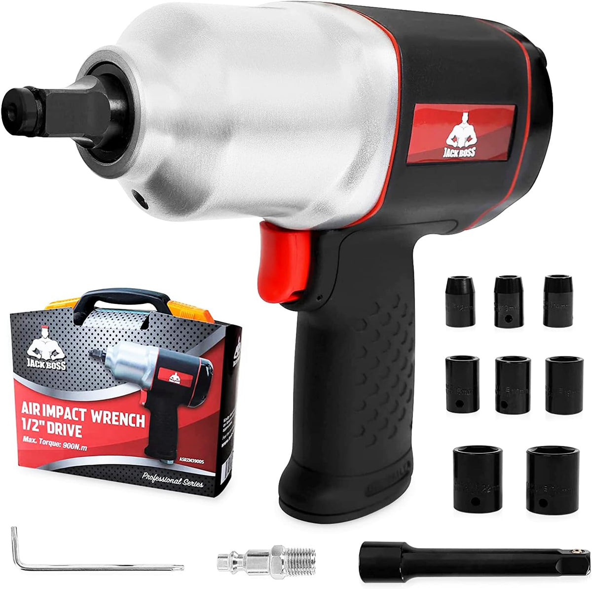 1/2-Inch Drive Air Impact Wrench with 8 Sockets & Case C57965
