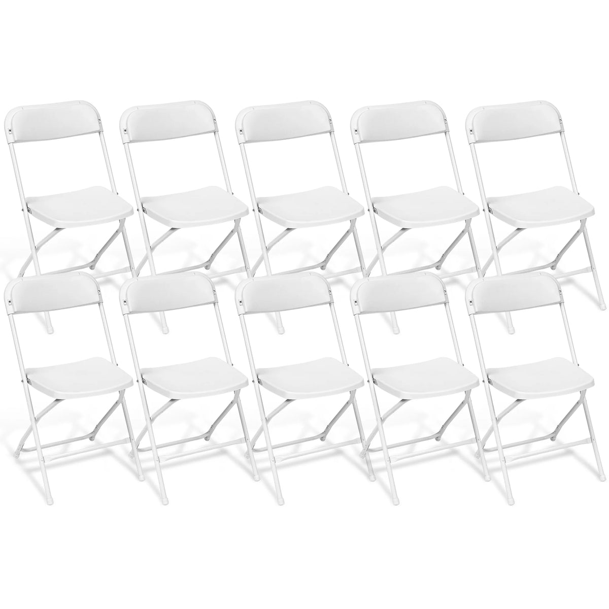 10 Pack White Plastic Folding Chair 350lbs Capacity I896
