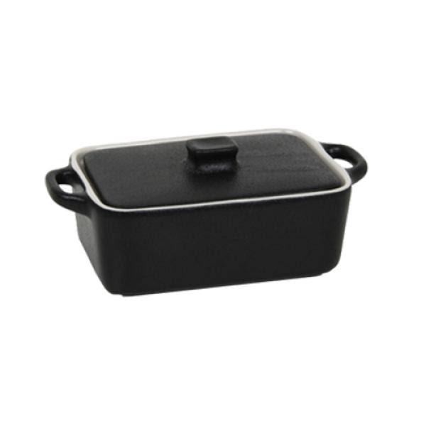 10 oz. Black Rectangle Stoneware Dish with Lid P432472