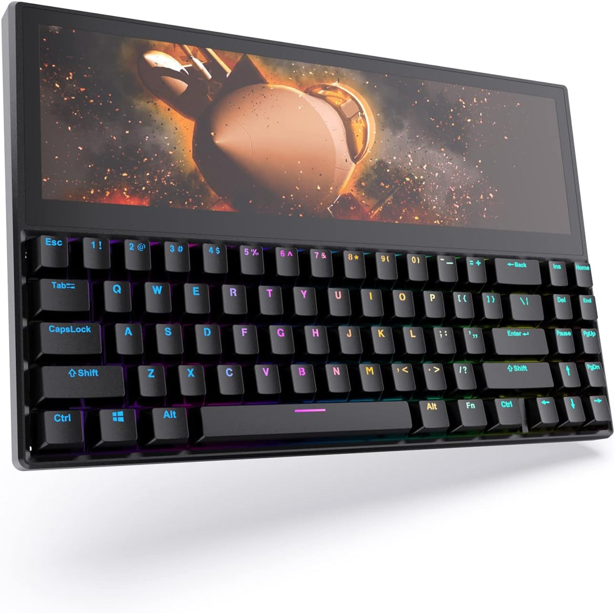 12.6 Touchscreen Gaming Mechanical Keyboard, 71 Keys USB Wired RGB Backlit Compact Keyboard A502