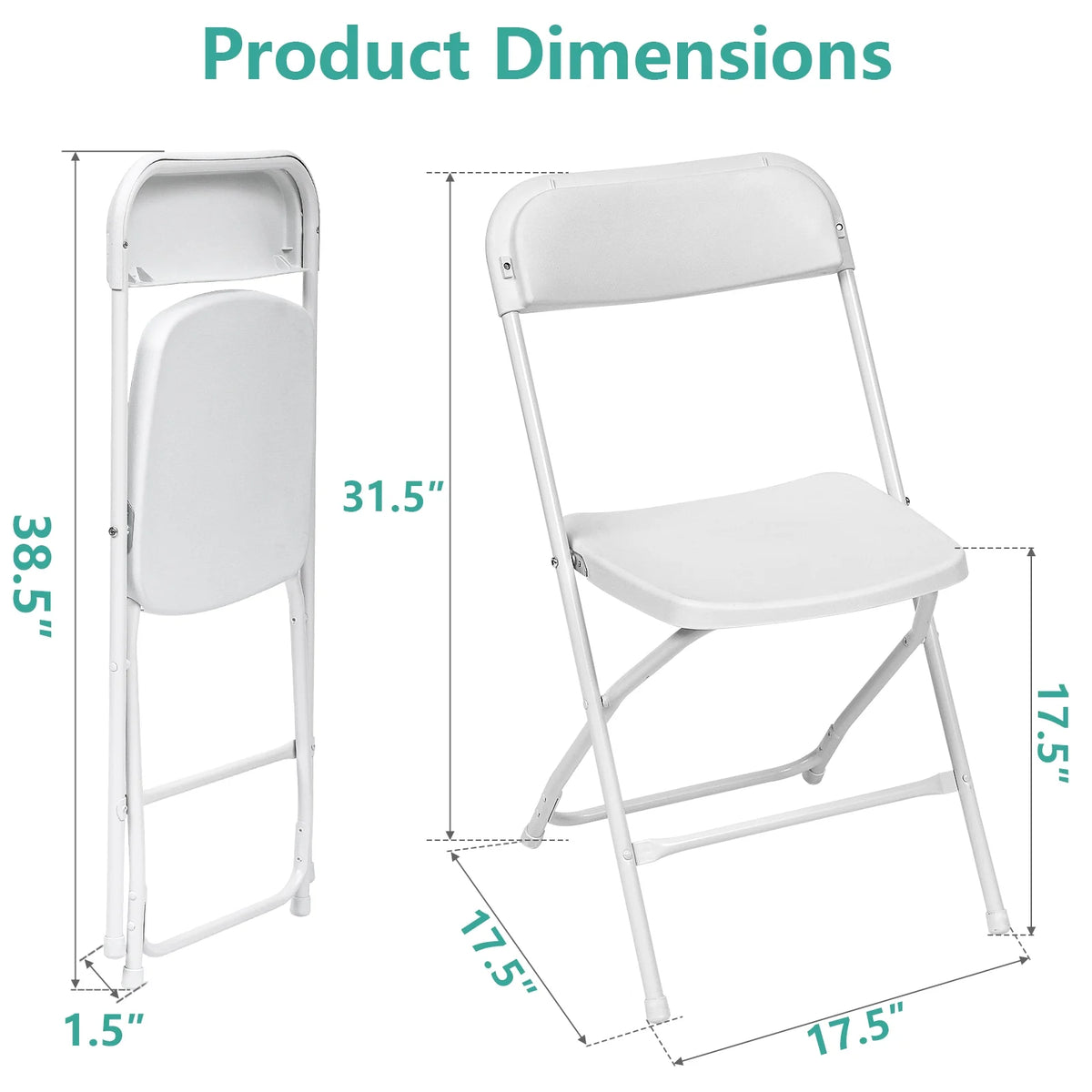 10 Pack White Plastic Folding Chair 350lbs Capacity I896