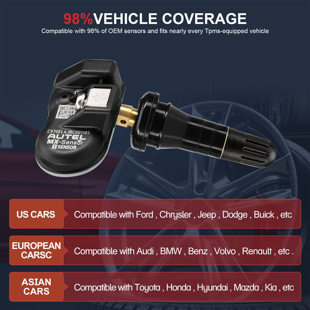 2 in 1 Dual Frequency Programmable TPMS Sensor Sets of 4 I9904