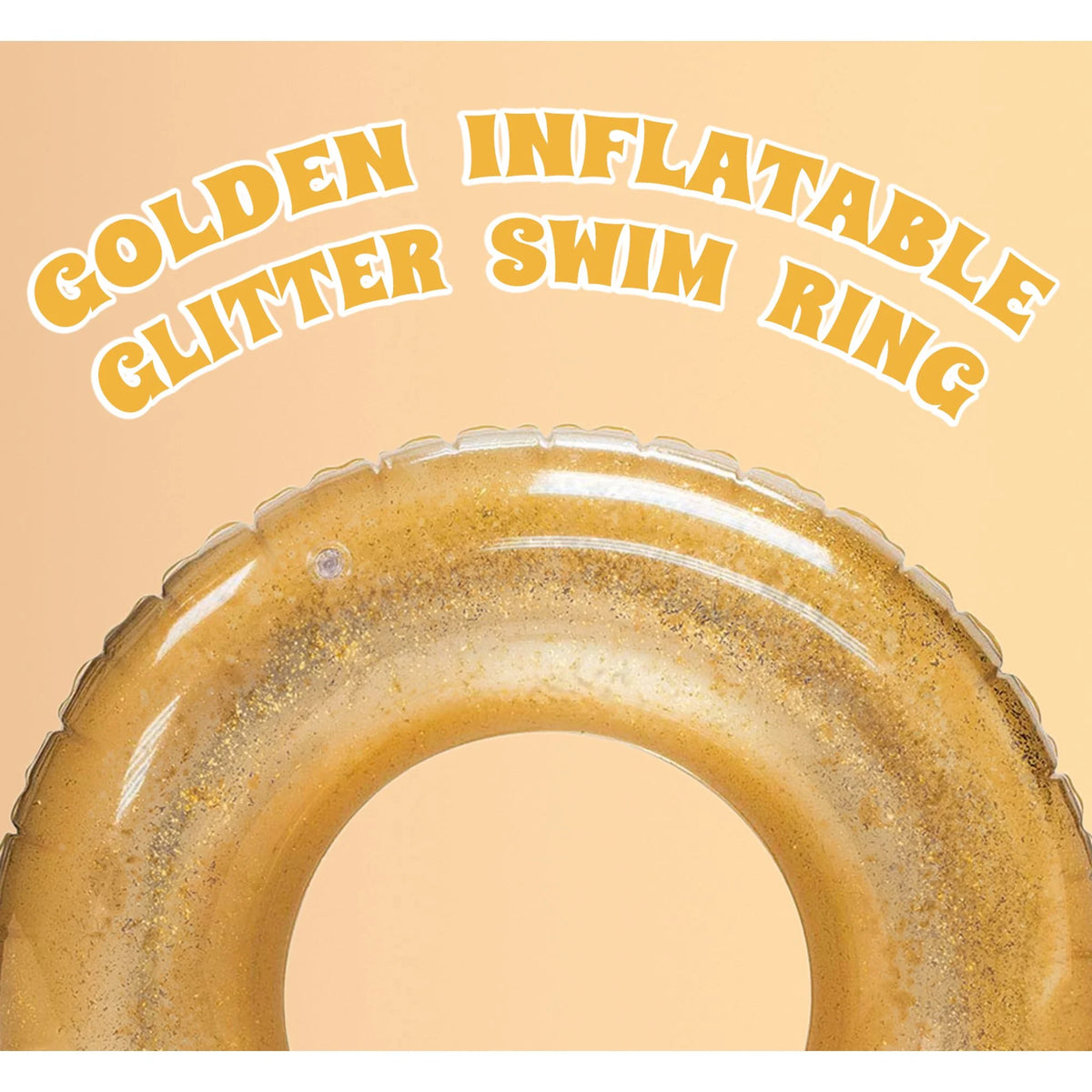 48 Inches Gold Inflatable Tube Swim Ring Pool Float O56234