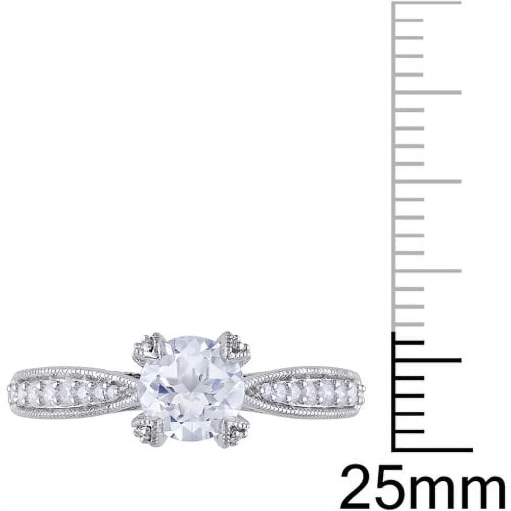 1/5 Carat T.W. Diamond and 1 Carat T.G.W. Created White Sapphire Sterling Silver Engagement Ring C4368